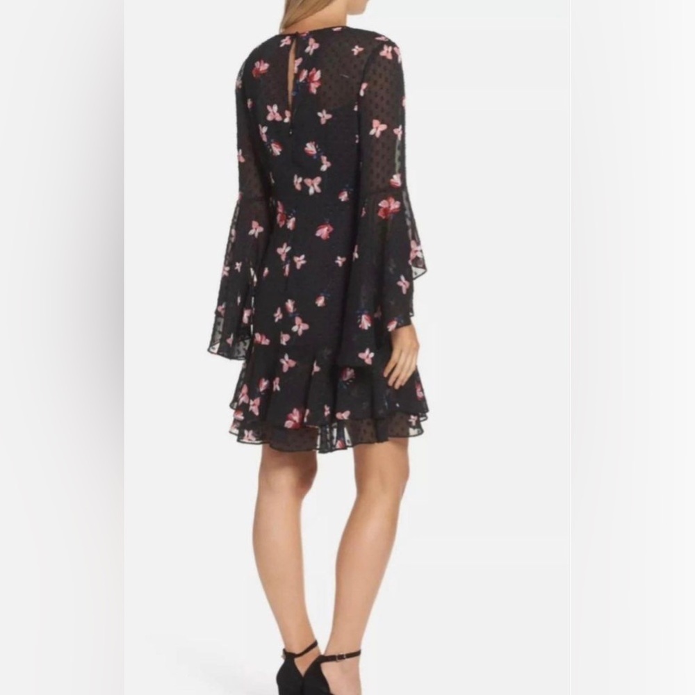 Eliza J Ruffled Black and Pink Floral Dress 2P - Picture 2 of 10